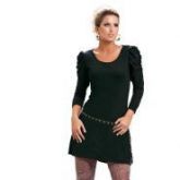 Vestido Preto Comprimento Micro em Poliéster com Elastano