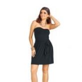 Vestido Tomara que Caia Preto Comprimento Mini em Poliéster