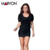 Vestido Preto Comprimento Mini em Poliéster com Elastano