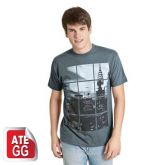 Camiseta Chumbo com Estampa em Malha de Algodão