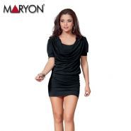 Vestido Preto Comprimento Mini em Poliéster com Elastano